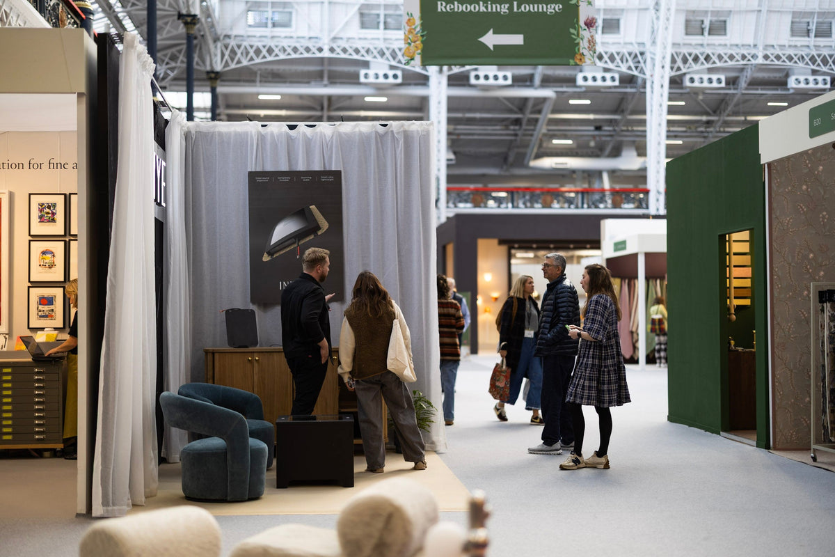 Inviye trade stand at Decorex showing their invisible speakers